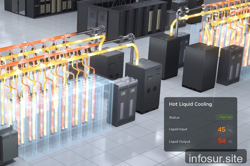 NVIDIA refuta mito de centros fríos: usa líquido a 45°C para mejorar eficiencia.