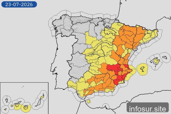 España sufre divergencia climática: sur rojo, norte azul