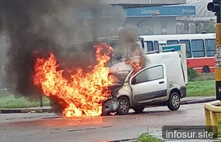Camioneta se incendió en Temperley: pánico en avenida central