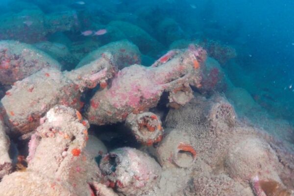 Buceador italiano halló un naufragio romano con cientos de ánforas en el fondo del mar