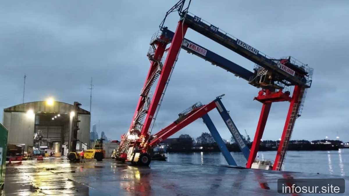Puerto Dock Sud: derrumbe de un sector no en uso por el temporal