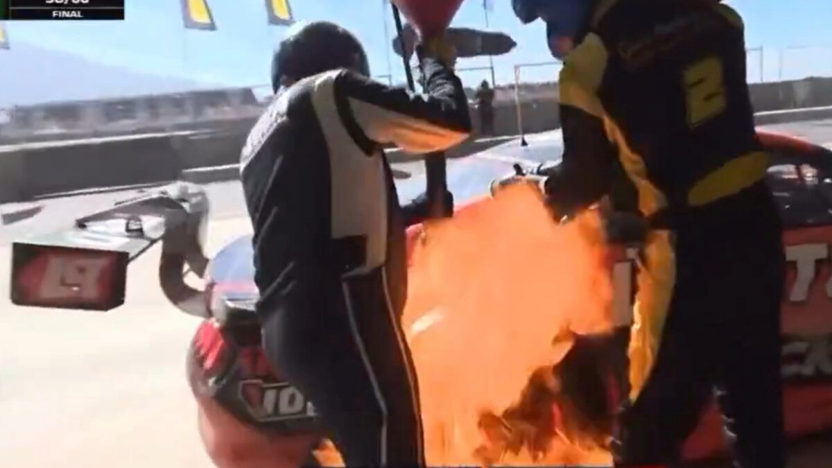 Incendio en carrera de Turismo Carretera en San Juan: el auto de Lambiris se prendió fuego durante la recarga de combustible