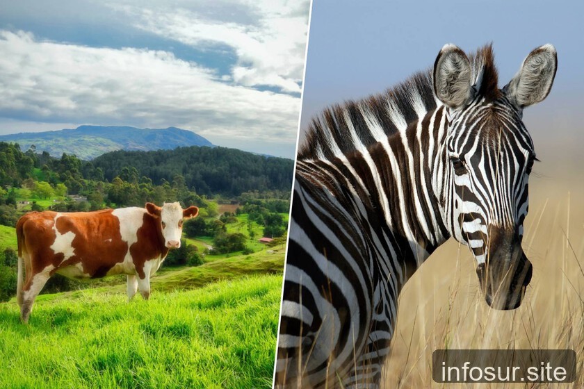 Científicos pintaron vacas con rayas de cebras para ahuyentar moscas