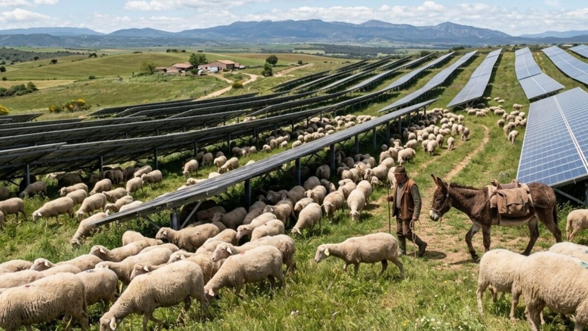 Granja solar en Minnesota usa ovejas y burro para evitar malas hierbas