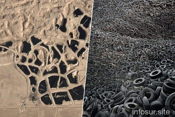 Kuwait enterró neumáticos en el desierto, creando una mancha visible desde el espacio