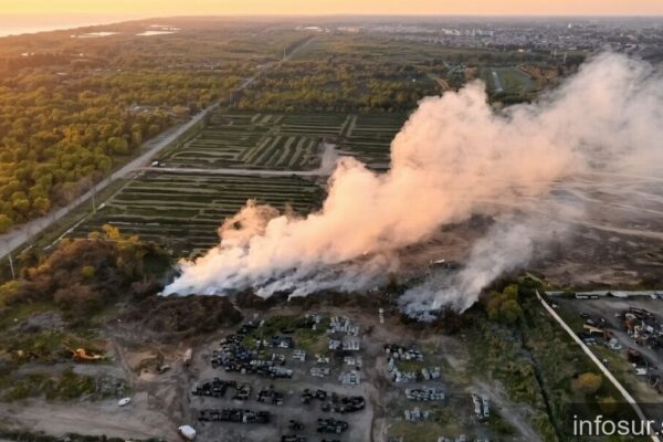 Incendio en Sarandí: humo afecta autopista y bomberos trabajan